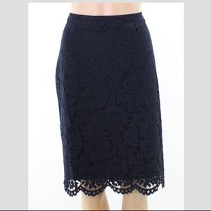 Lauren Ralph Lauren Floral-Lace Pencil Skirt Navy